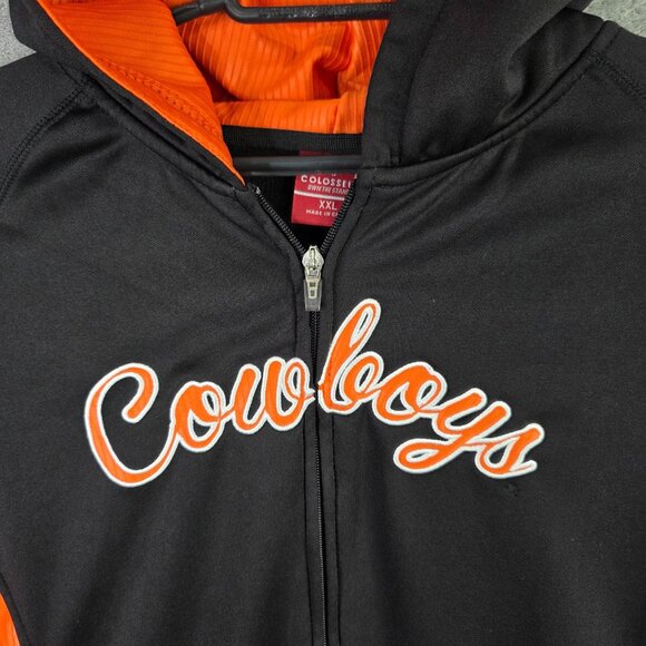 Mens Colosseum Cowboys OSU Black & Orange Full Zip Hoodie Jacket Polyester XXL - Picture 3 of 10